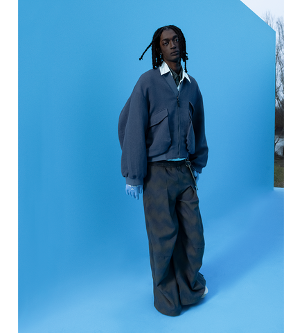 TOWSON PLEATED TROUSERS SPACE WAVE BLUE