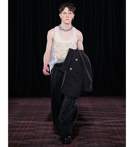 WIDE LEG MULTI BELT LOOP TROUSERS BLACK