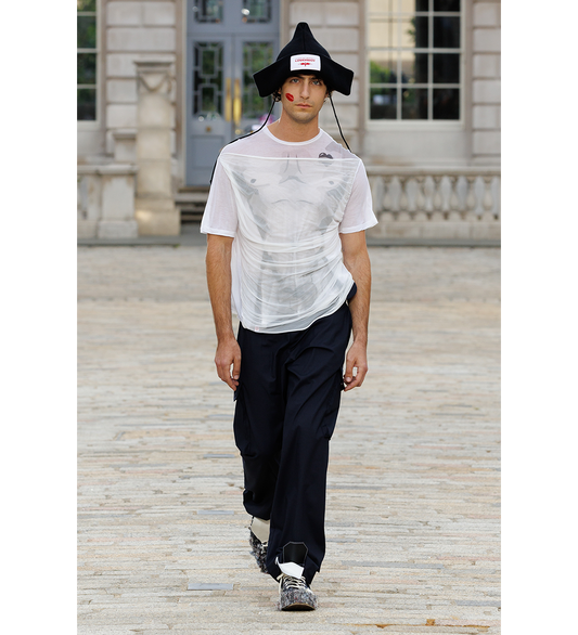 DRAPED MESH TEE WHITE