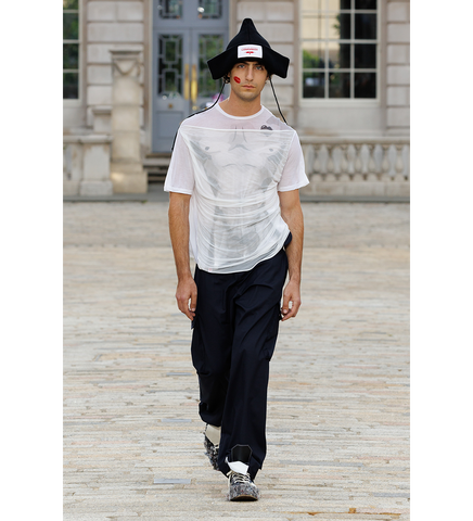 DRAPED MESH TEE WHITE