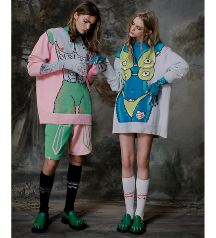 KNITTED SEXY BEASTS JUMPER PINK