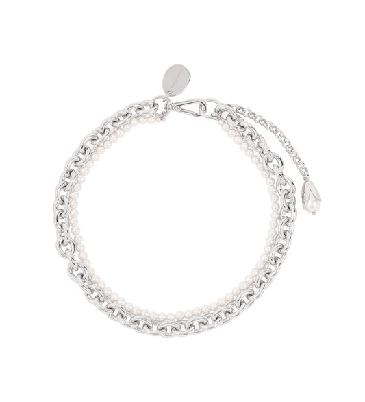 PEARL AND CHAIN NECKLACE W/ENCASED PEARL FLOWER