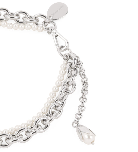 PEARL AND CHAIN NECKLACE W/ENCASED PEARL FLOWER