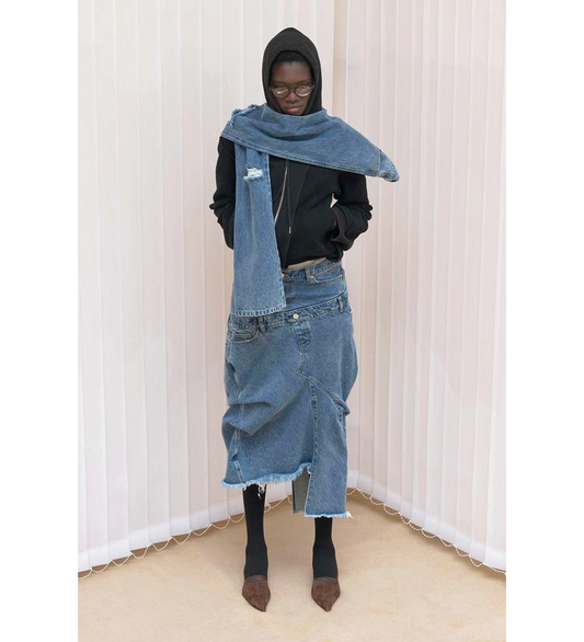 DOUBLE SKIRT DARK WASH