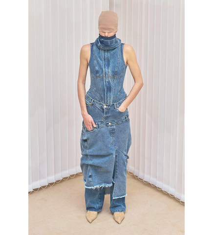 DOUBLE SKIRT DARK WASH