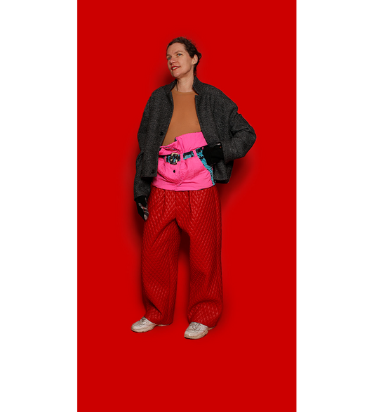 ULTRA WIDE PLEATED B PANTS RED