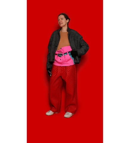 ULTRA WIDE PLEATED B PANTS RED