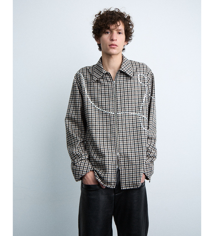 O'KEEFFE ZIP SHIRT BLACK,BROWN,BEIGE