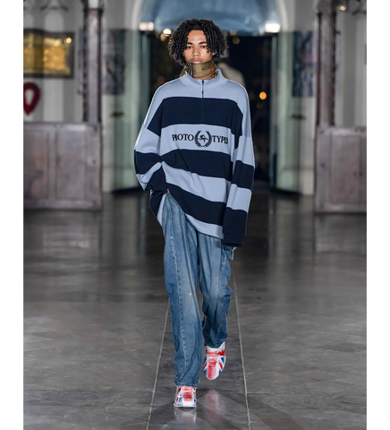 LAUREL WOOL SWEATER BLUE STRIPED