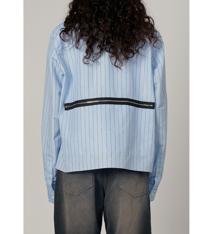 STRIPED LOOSE ZIP SHIRT BLUE