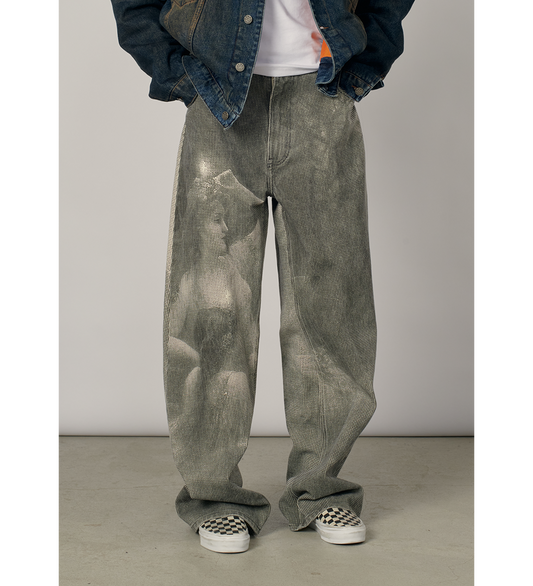 NYMPH BAGGY DENIM PANTS BLACK
