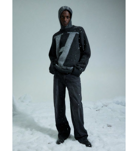 H LOGO CREWNECK SWEATER GRAPHITE