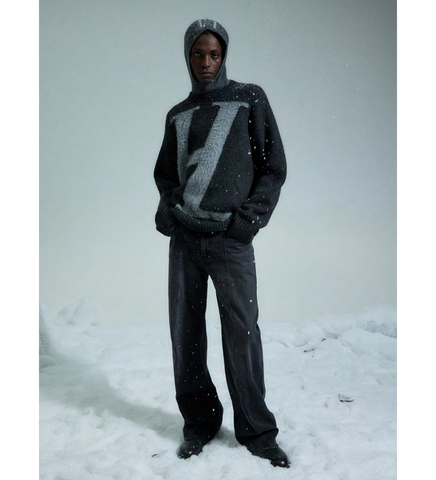 H LOGO CREWNECK SWEATER GRAPHITE