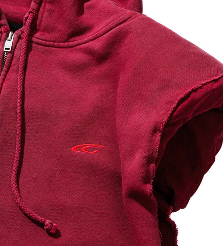 SLEEVELESS PADDED HOODIE LOW RED