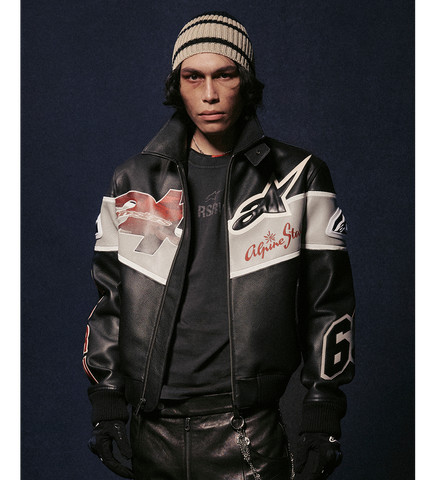 VARSITY LEATHER JACKET BLACK