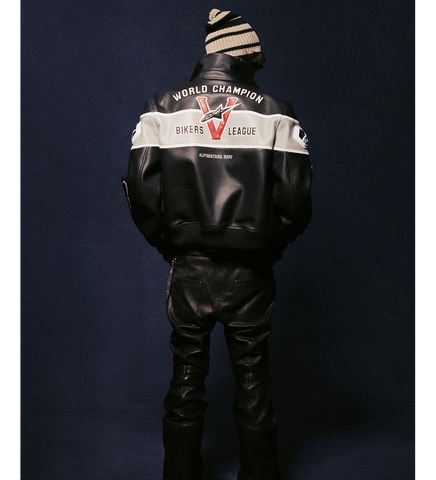 VARSITY LEATHER JACKET BLACK