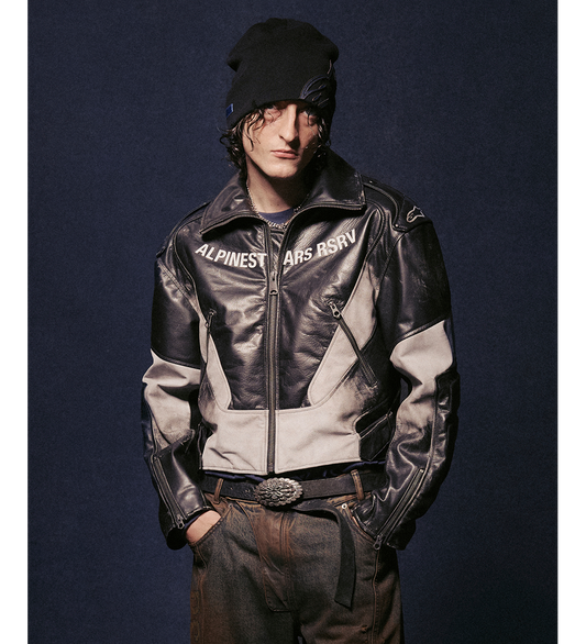 CLUBBER LEATHER JACKET BLACK ICE GRAY