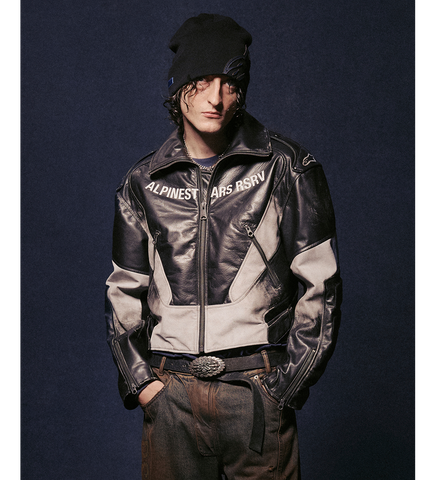 CLUBBER LEATHER JACKET BLACK ICE GRAY