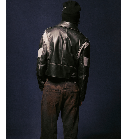CLUBBER LEATHER JACKET BLACK ICE GRAY