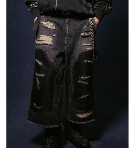 BIKER TESTER JEANS BLACK WASHED