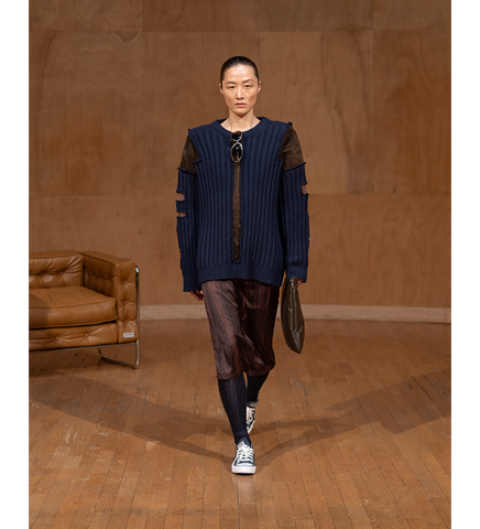 KATCH SWEATER WITH SUEDE PATCHES NAVY