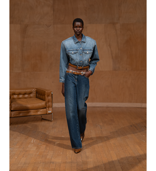 VENIM JEANS JACKET WITH BELT LIGHT BLUE