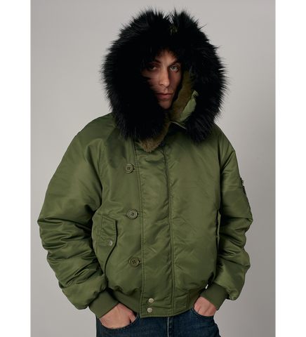 HOODED N-2B BOMBER JACKET GREEN