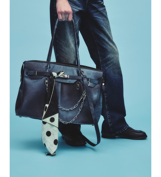 GRIFTER LEATHER TOTE NAVY