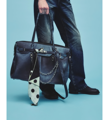 GRIFTER LEATHER TOTE NAVY
