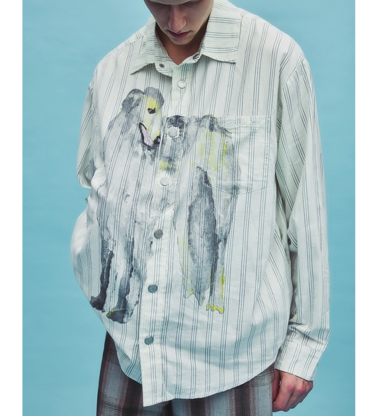 HOUND OVERSIZED BUTTON UP WHITE/BLUE