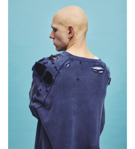 HENCH REPAIRED CREWNECK WASHED NAVY/BLACK