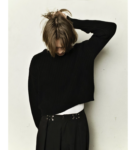 FISHERMAN KNIT BLACK
