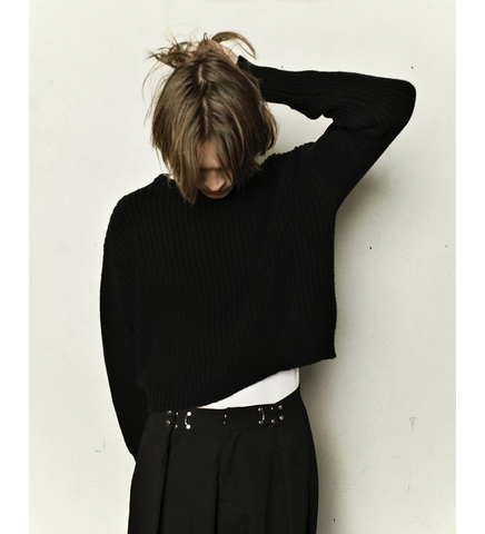 FISHERMAN KNIT BLACK