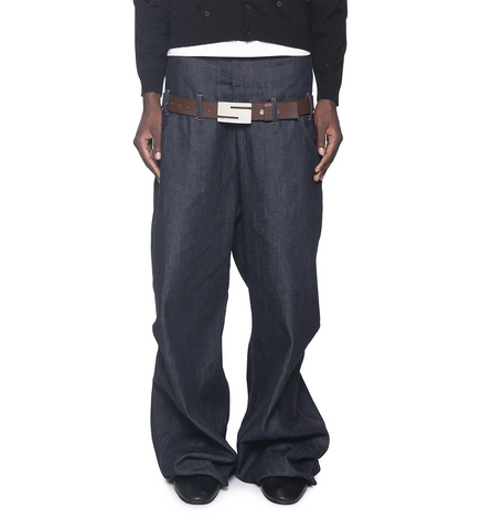 DOUBLE WAISTED PANTS BLUE