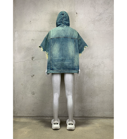 TN1 SHORT-SLEEVE DENIM HOODIE BLUE