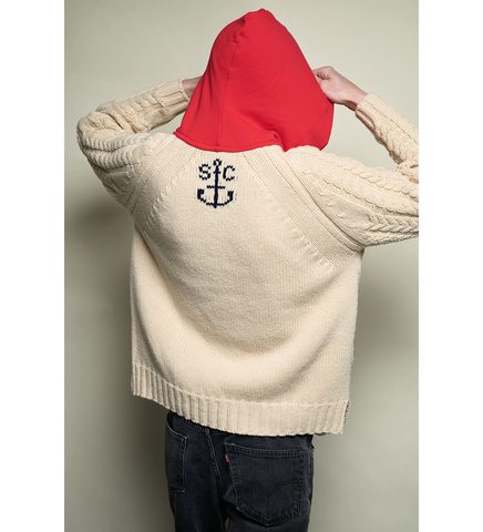 HODDED CABLE JUMPER OATMEAL