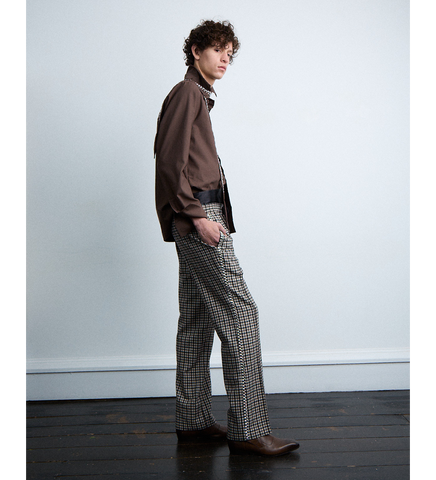 STUDDED BOOT-CUT TRACK PANTS CHECK