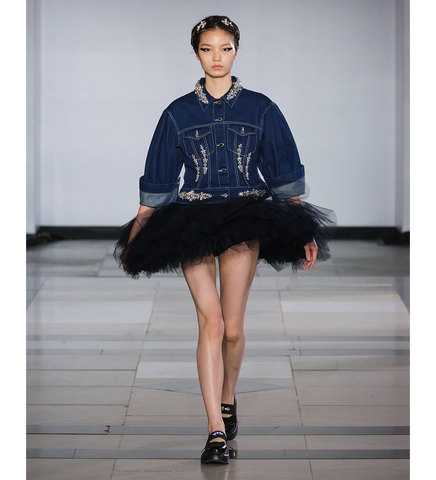 SCULPTED CROPPED DENIM JACKET INDIGO/CLEAR