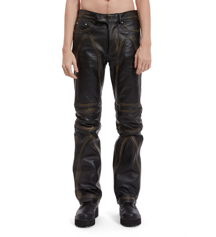 RUB OFF LEATHER MOTO PANTS COAL