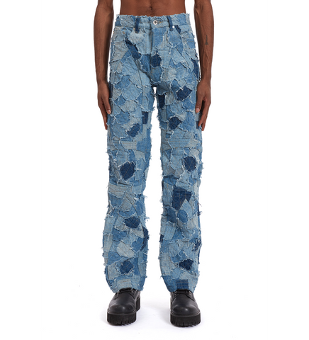 DENIM BORO MOTO PANTS SKY
