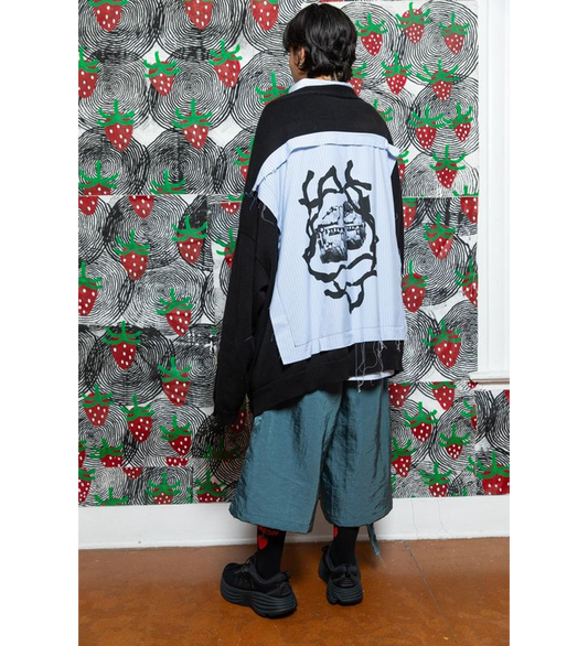 GINJI PATCH CARDIGAN BLACK