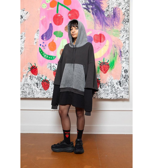 TRIPLE LAYER HOODIE BLACK CHARCOAL