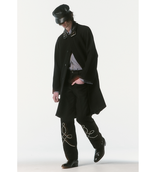 COLLAR BELT COAT BLACK NAPPA