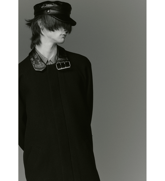 COLLAR BELT COAT BLACK NAPPA