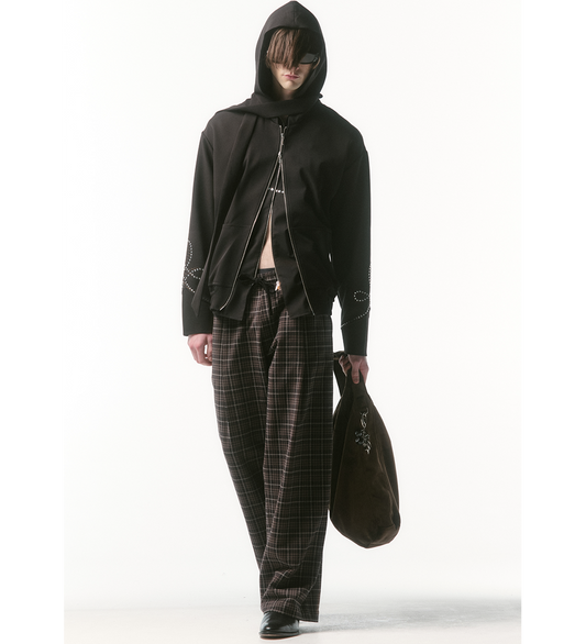 HOODED JACKET SCARF BLACK/SILVER