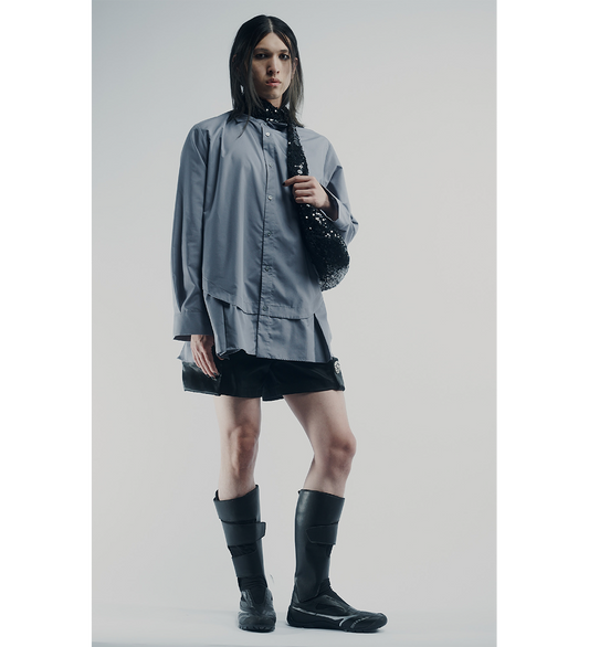 PLEATED DOUBLE SHIRT GREY