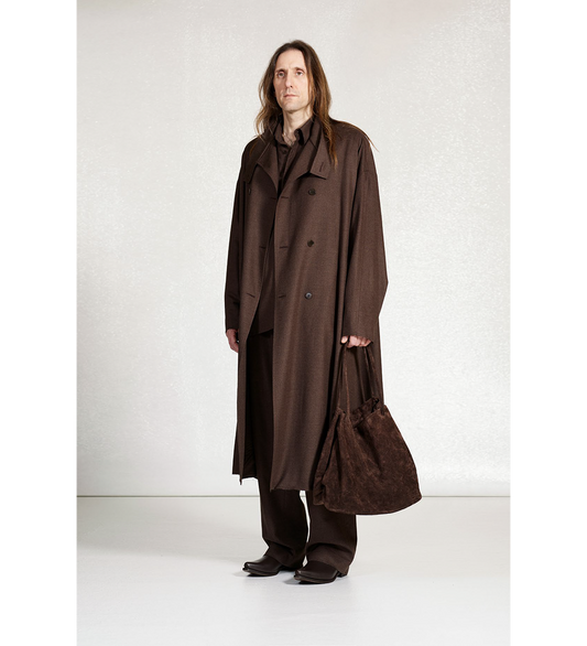HEAVY WOOL OVERSIZED COAT BROWN