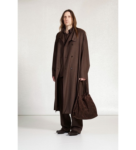 HEAVY WOOL OVERSIZED COAT BROWN