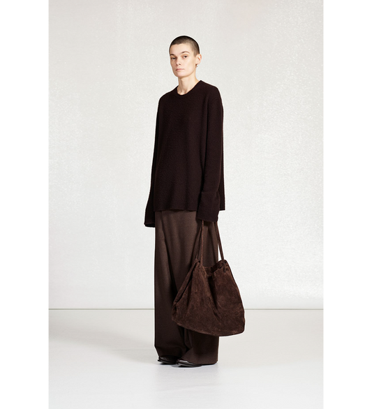 HEAVY WOOL CROSSED TROUSERS BROWN