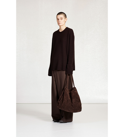 HEAVY WOOL CROSSED TROUSERS BROWN